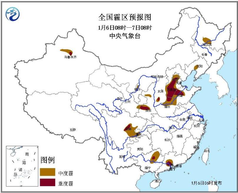 华北中南部等仍有雾和霾8日消散 中东部现较强降雨