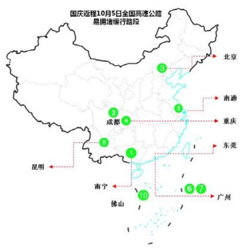 国庆期间全国高速公路免费 这些路段易堵车