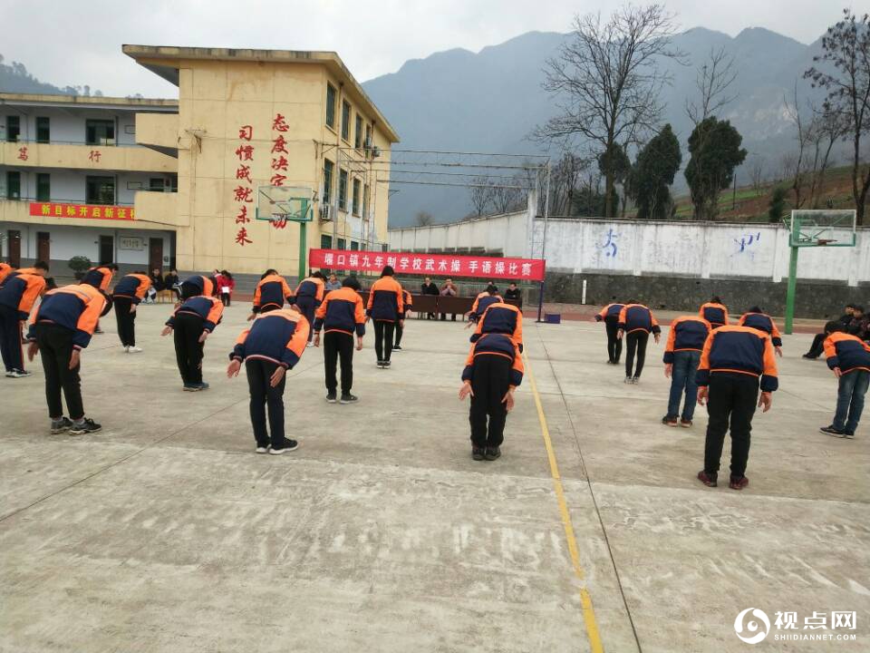 汉中市西乡县堰口镇九年制学校 举行庆元旦武术操、手语操比赛