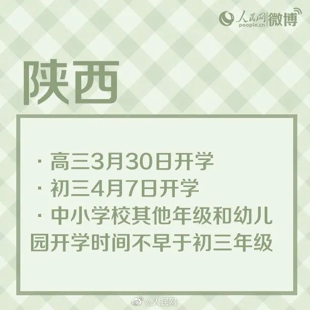 多地开学时间公布！<a href=https://www.shidiannet.com/zt/shaanxi/ target=_blank class=infotextkey>陕西</a>高三3月30日初三4月7日开学