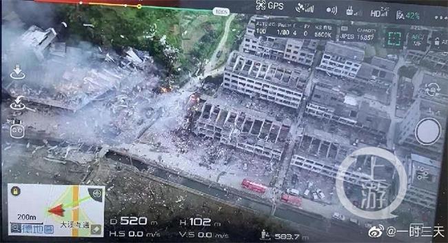 浙江温岭液化气槽罐车爆炸点附近几成废墟