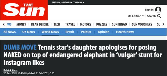 22岁俄罗斯女模特裸体骑濒危大象，网友气愤不已，当事人辩解后道歉
